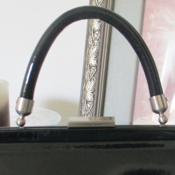 Nichole Miller, Black Patent Handbag, Top Handle - Picture 7 of 7
